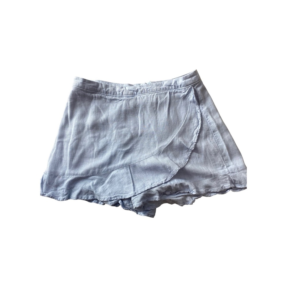 Altar'd State Light Blue Chambray Wrap Skort M Ruffle Hem Festival Beach Boho